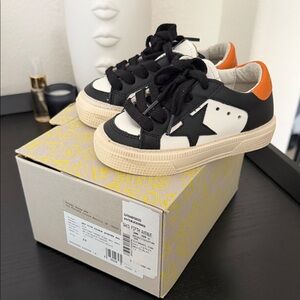 Golden Goose Kids Black, White, and Orange Sneakers